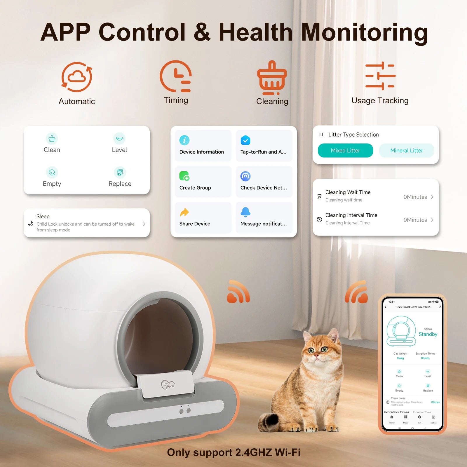 Self-Cleaning Smart Litter Box - App Controlled